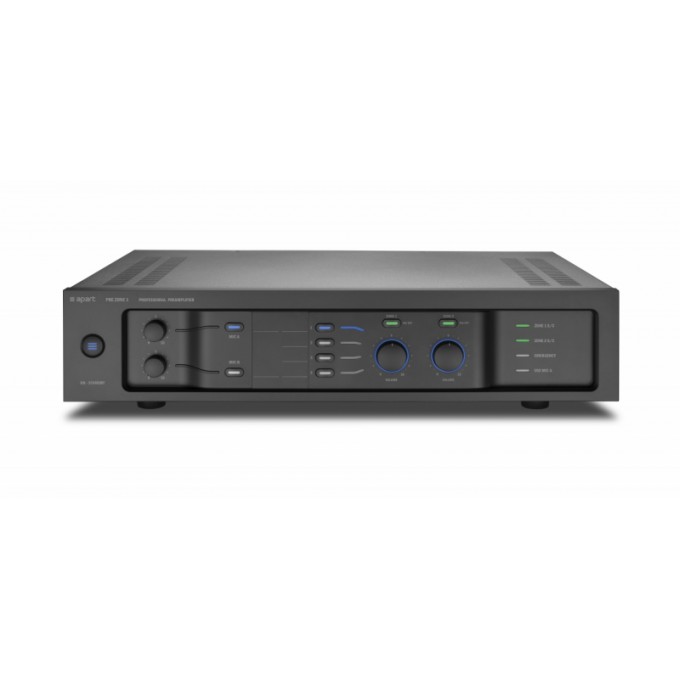 Стерео микшер-предусилитель; входы Mic A/Mic B (euroblock/2х RCA, фантомное питание, эквалайзер, переключатель line/mic); линейные входы 1-4 (2х RCA) BIAMP APART-PREZONE1