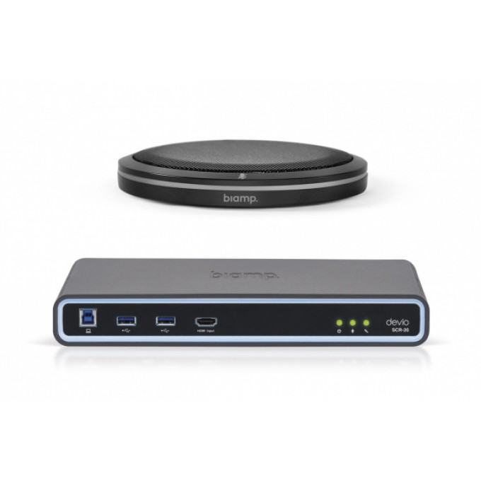 Хаб для переговорных комнат. В комплекте настольный микрофон TTM-XEX и SCR-20. Цвет черный BIAMP DEVIO-SCR-20TX-BLACK