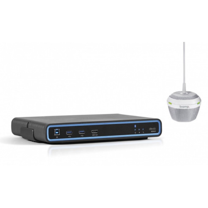 Хаб для переговорных комнат. В комплекте потолочный микрофон DCM-1 и SCR-25. Цвет белый BIAMP DEVIO-SCR-25C-WHITE