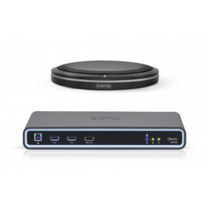 Хаб для переговорных комнат. В комплекте настольный микрофон TTM-XEX и SCR-25. Цвет чёрный BIAMP DEVIO-SCR-25TX-BLACK