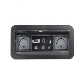 Кабельный органайзер, врезной в стол, 2 EU розетки питания BIAMP EASYCONNECT-EC-P-EU