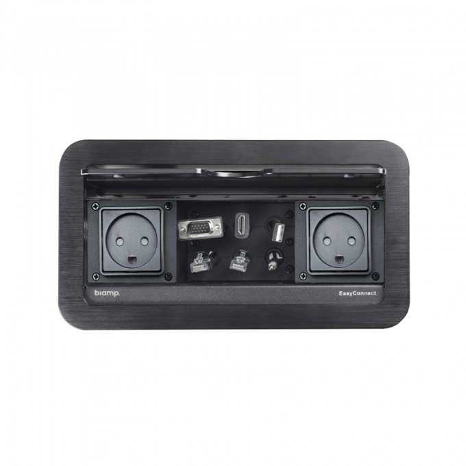 Кабельный органайзер, врезной в стол, 2 EU розетки питания BIAMP EASYCONNECT-EC-P-EU