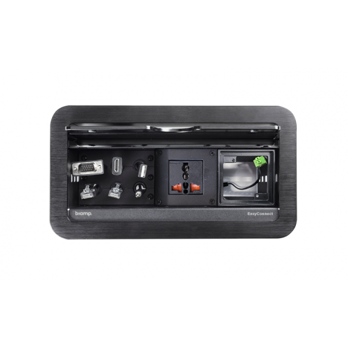 Кабельный органайзер, врезной в стол, 1 EU розетка питания BIAMP EASYCONNECT-EC-PKP-EU