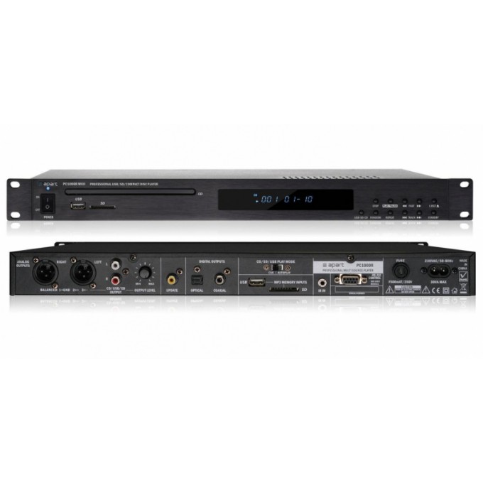 Многофункциональный источник аудиоконтента: CD/USB/SD-плеер, 20 Гц-20 кГц, RS232, 483х314х44 мм, 4.5 кг BIAMP PC1000RMKII