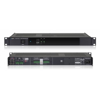 2-канальный цифровой усилитель мощности: 2 х 60 Вт в линиях 100 - 70 - 50 - 35В и на нагрузке 4 Ом, в режим мост - 1 х 120 Вт в линиях 100 - 70 - 50 - 35В и на 8 Ом, класс D. Два несимметричных входа RCA линейного уровня, два симметричных BIAMP REVAMP2060