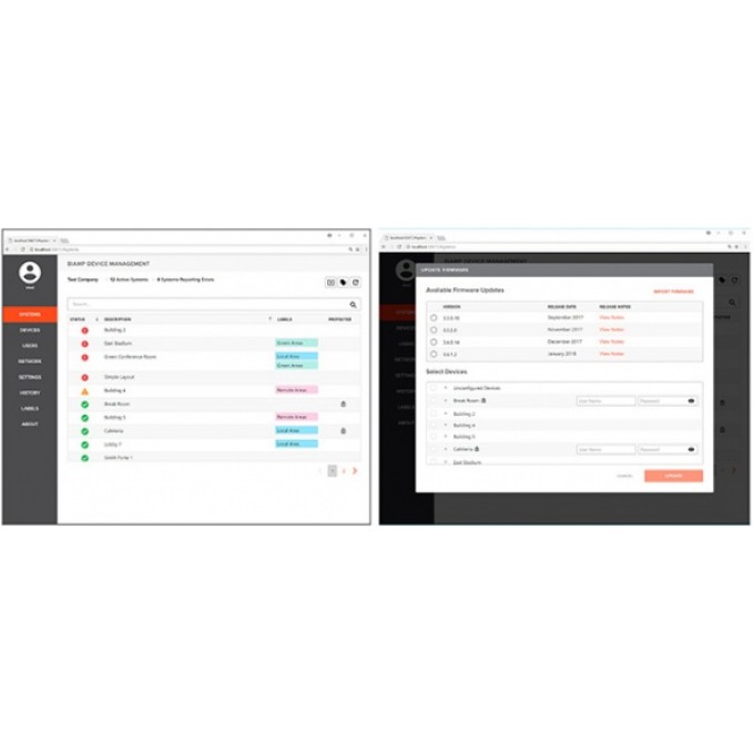 Интуитивно понятный веб-инструмент BIAMP SageVue для управления и мониторинга систем Tesira и Devio SAGEVUE™